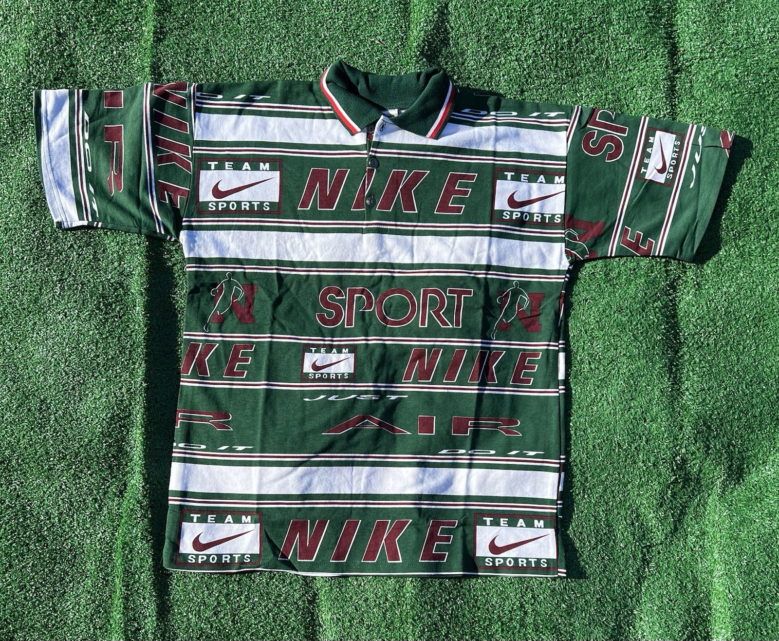 VTG 90s Nike Team Sports AOP Polo Shirt XL Made USA Nike Air Rare gallery