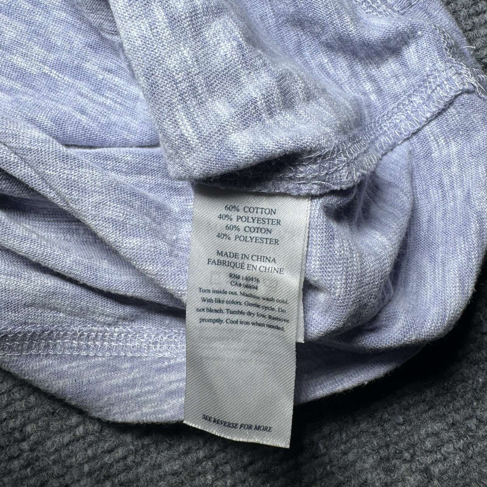 Faherty Blue Heather Dyed Cotton Blend Short Sleeve Henley Shirt Men Small gallery