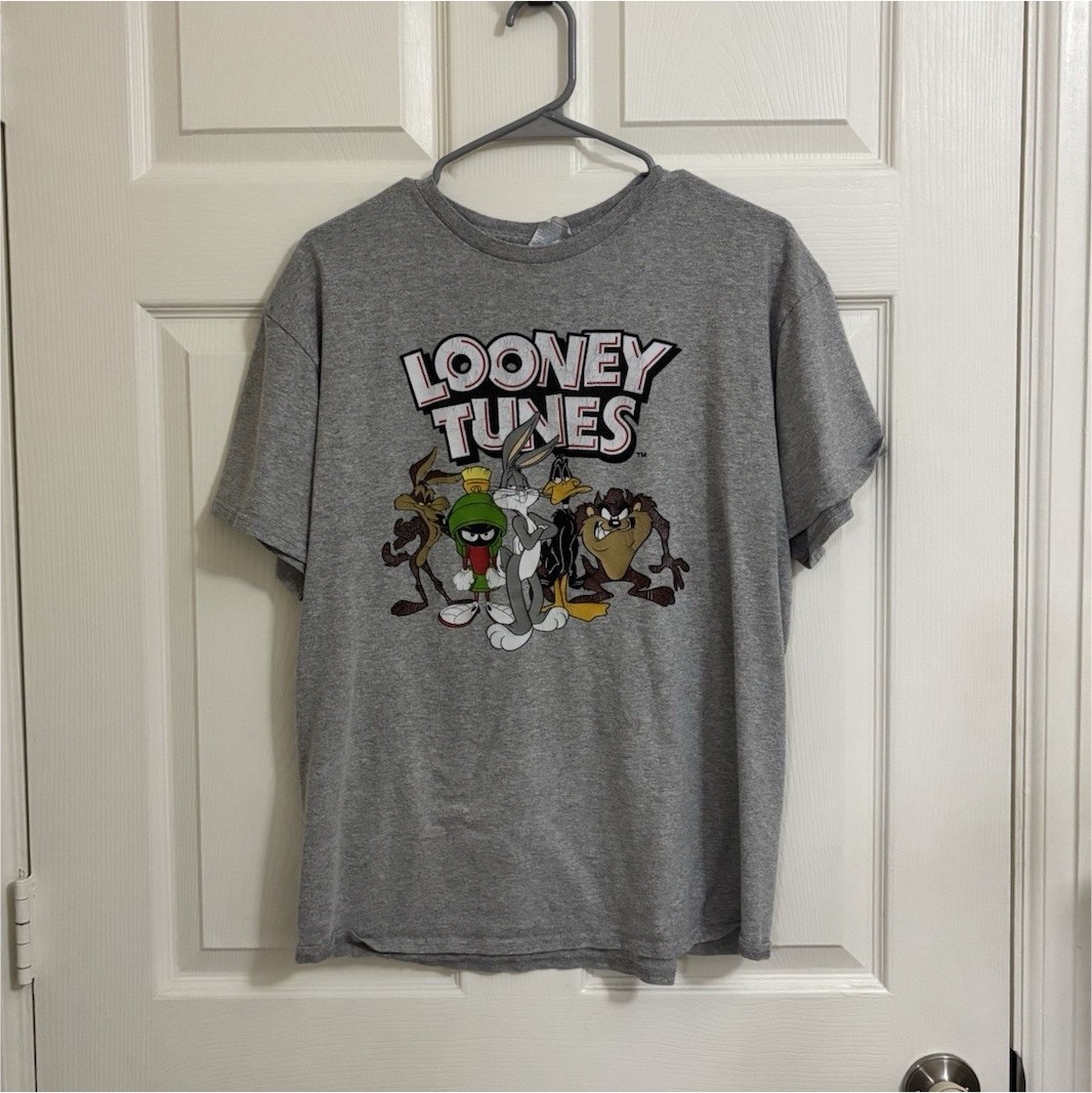 Delta Pro Weight Looney Tunes Graphic Print Gray Men’s L Crew Neck T-Shirt gallery