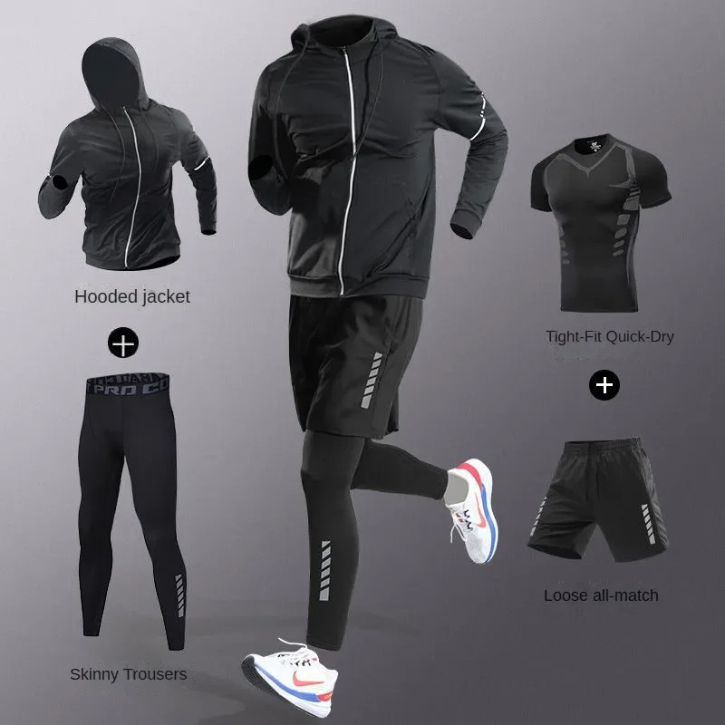 Mens Ice Fiber Quick Dry Tracksuit Running Fitness Training Gym Jogging Set UK gallery