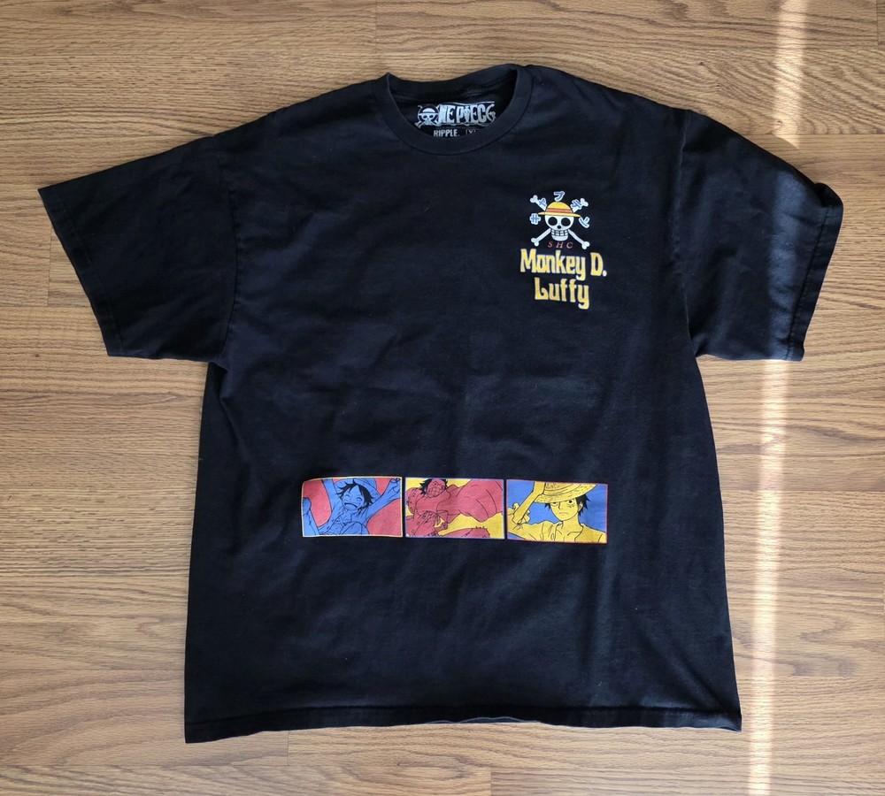 One Piece Monkey D. Luffy Black Graphic T-Shirt – Adult XL – Ripple Junction
