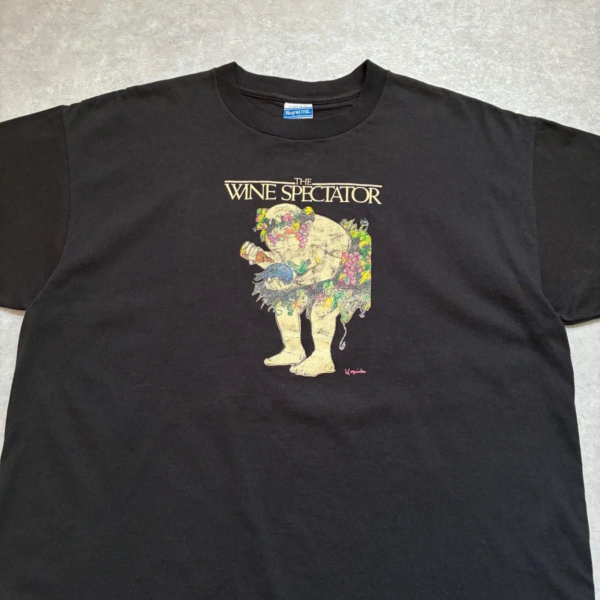 Royal FIRST CLASS 90s Vintage USA Made Wine Spectator Art T-Shirt XL Black gallery