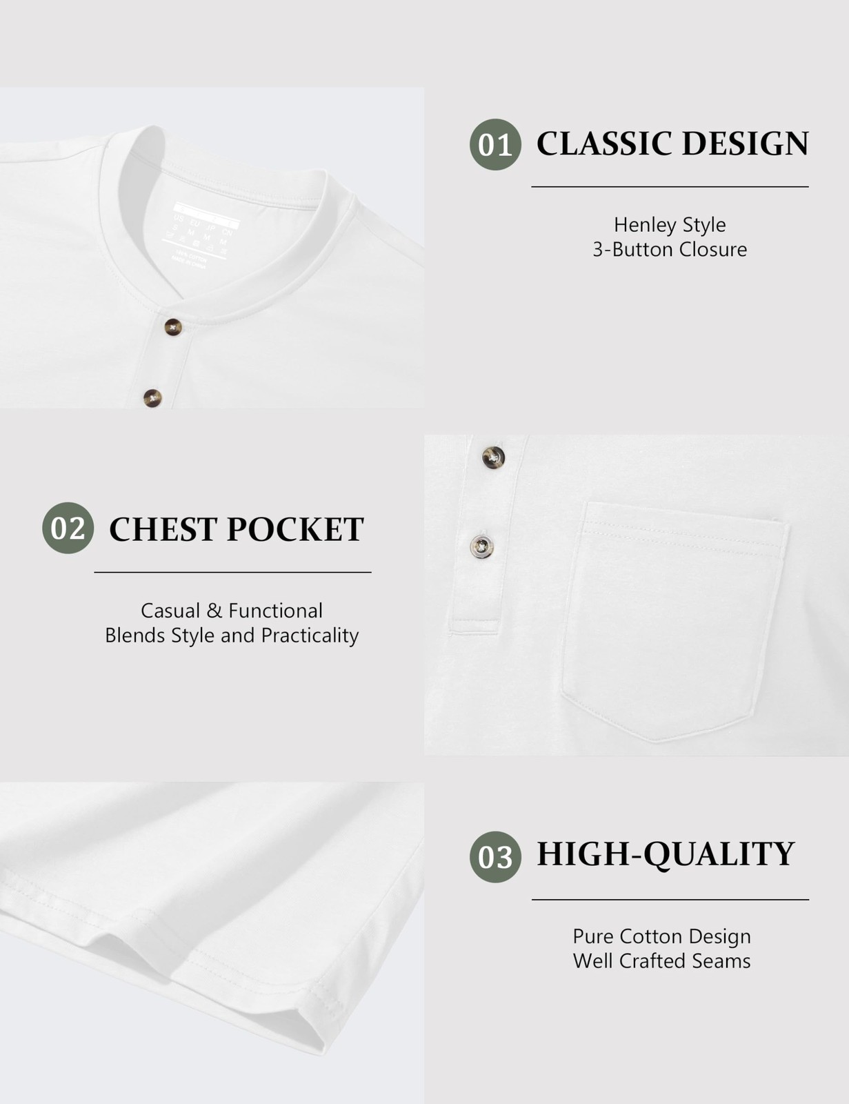 MAGCOMSEN Mens Henley Shirt Short Sleeve Cotton Casual Summer Tee Pocket T-Shirt gallery