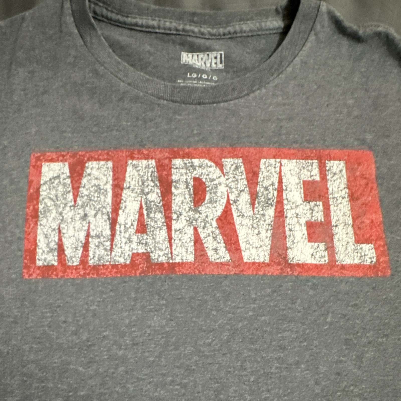 Marvel Men’s Gray Logo Graphic Print T-Shirt Crew Neck Short Sleeve L