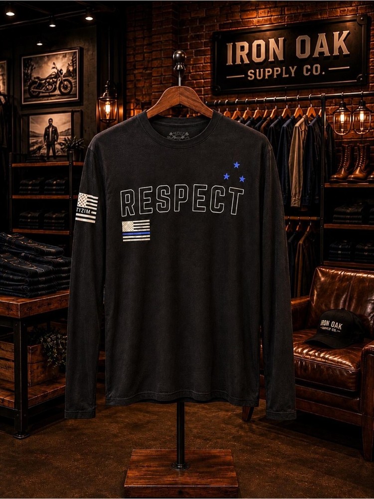 Iron Oak Men’s ‘Respect’ Long-Sleeve Tee – Black