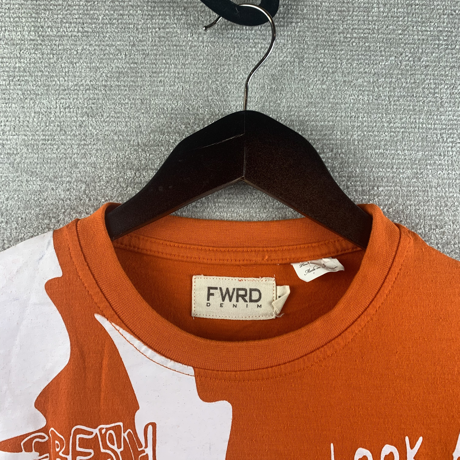 FWRD DENIM Dream Big Painted Graphic T-Shirt Men's Size Medium Orange Blue White gallery