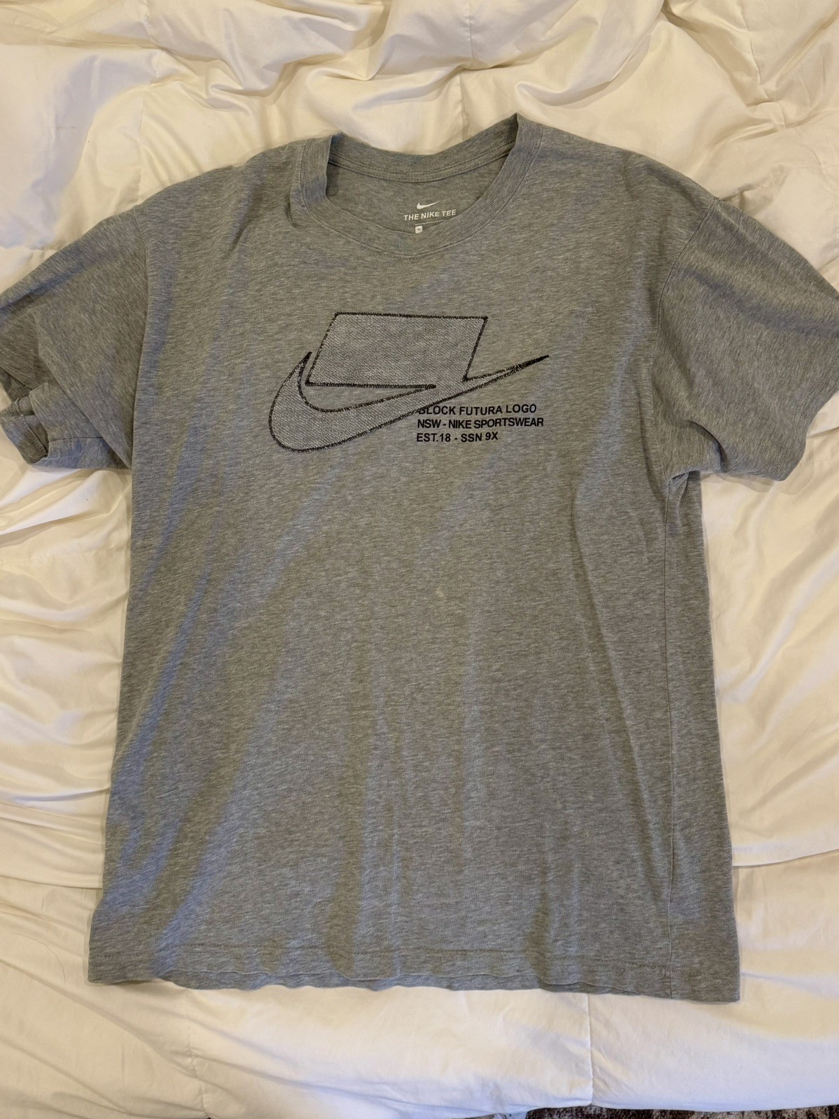 Nike Sportswear NSW Block Futura Logo T Shirt MENS SIZE L Gray gallery