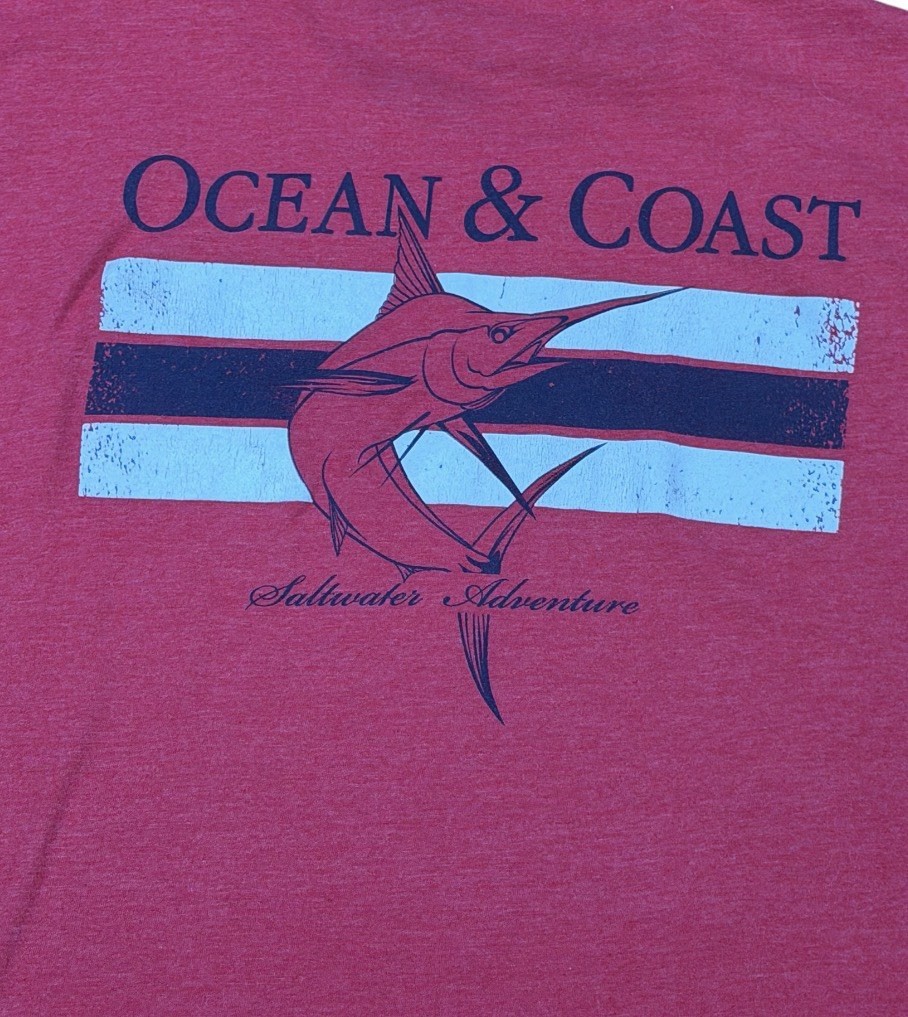 Ocean + Coast Saltwater Adventure Mens Swordfish Red T-shirt Size 3XLT gallery