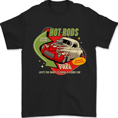 Hot Rods Wild and Free American Classic Cars Mens T-Shirt 100% Cotton