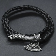 Mens Viking Celtic Wolf Raven Axe Bracelet Odin Symbol