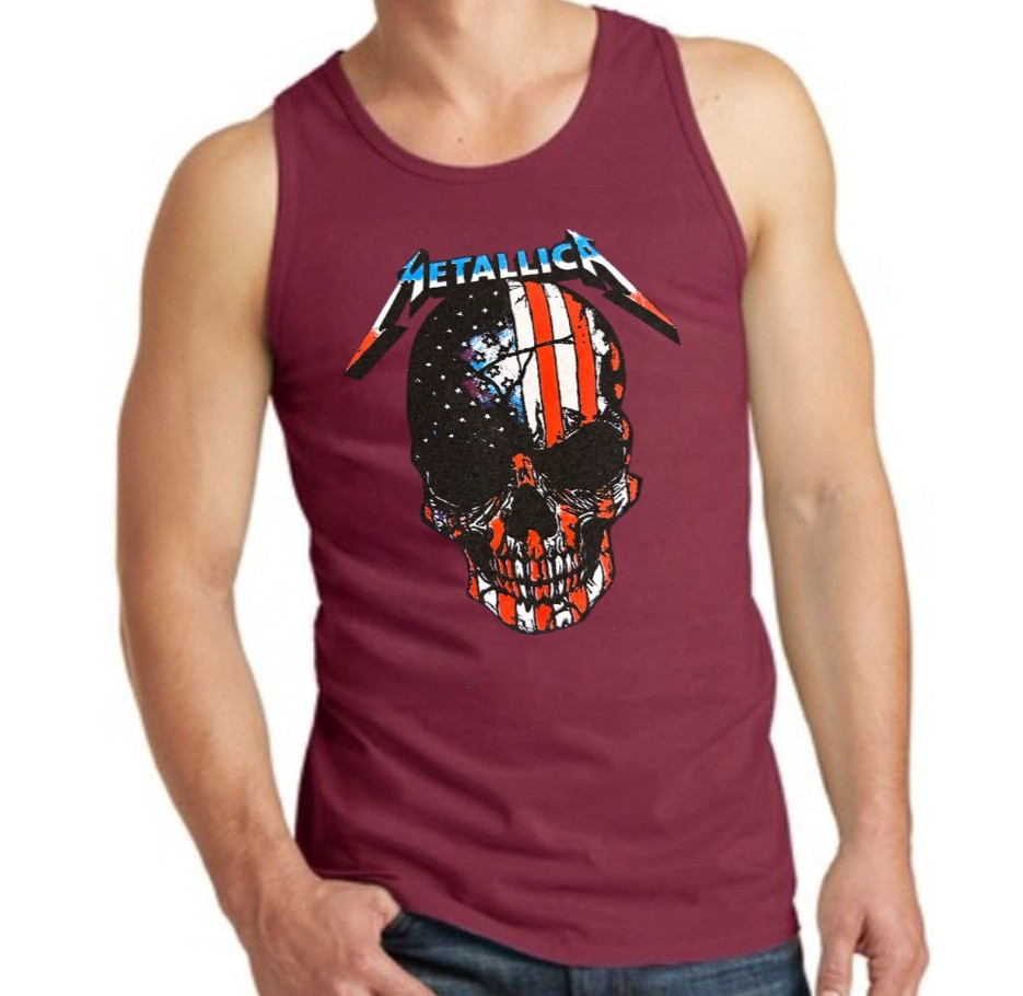 METALLICA AMERICAN SKULL Heavy Metal Band Black Tank Top gallery