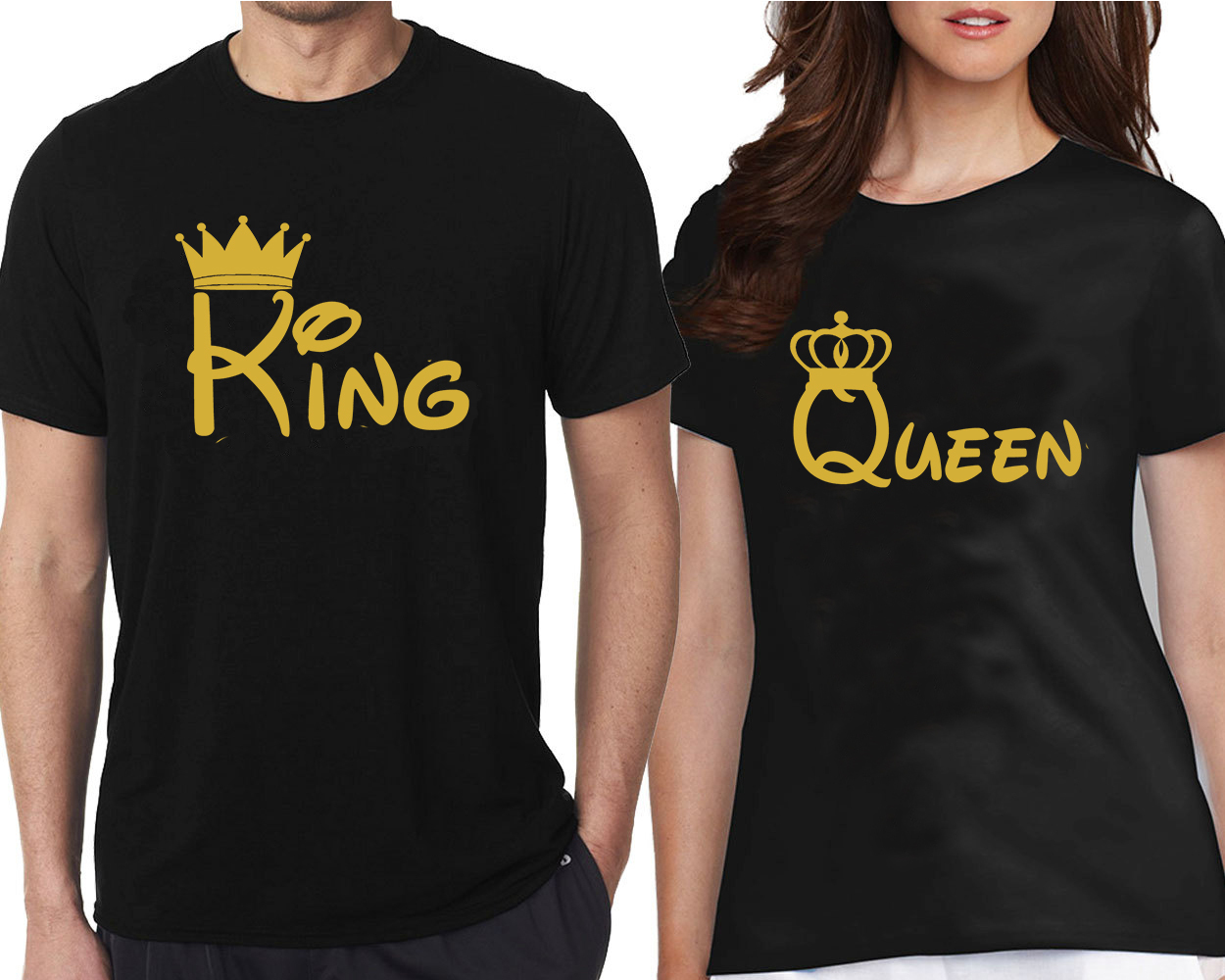 CARTOON KING QUEEN GOLD Couple TSHIRT Matching Tees Cartoon Design Couple Shirts gallery