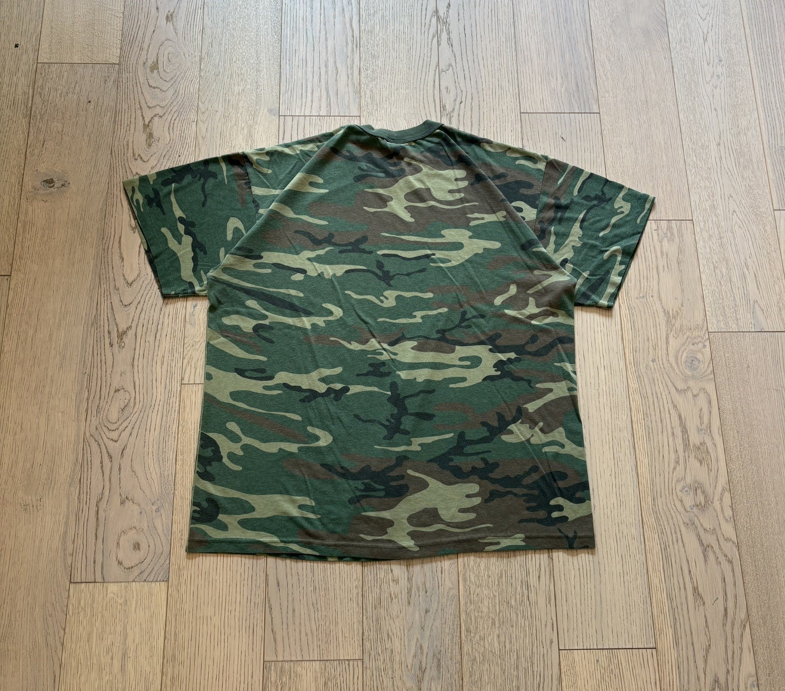 Vintage 90s Rothco Woodland Camo T Shirt XXL Made in USA Military Camouflage gallery