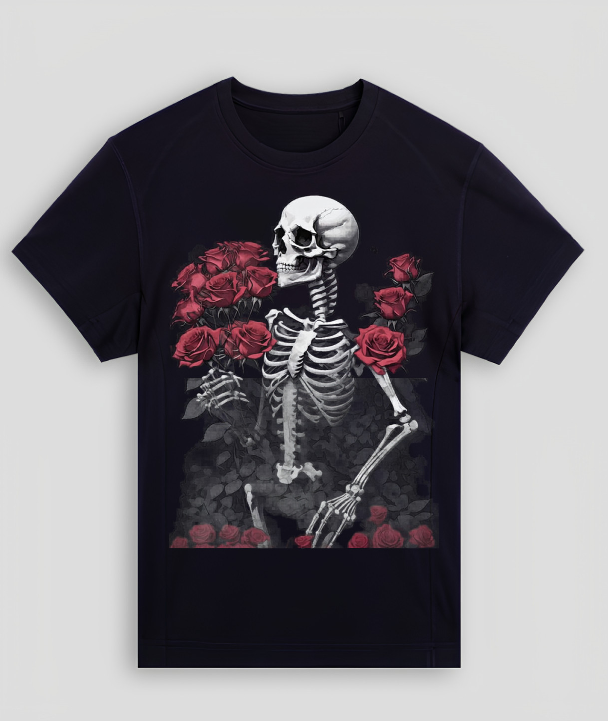 Skeleton With Red Roses Gothic Graphic T Shirt Dark Aesthetic Unisex Tee gallery