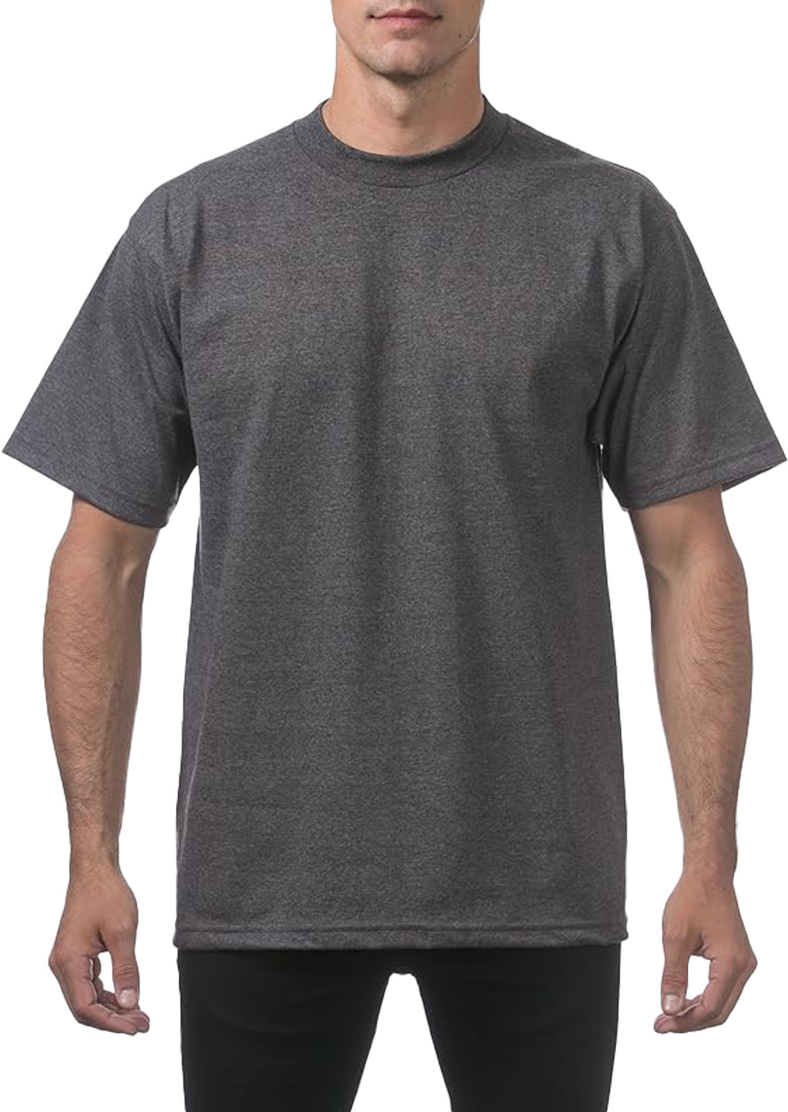 Pro Club Men's Heavyweight T-Shirt Crew Neck Plain Blank Short Sleeve Tee All Si gallery