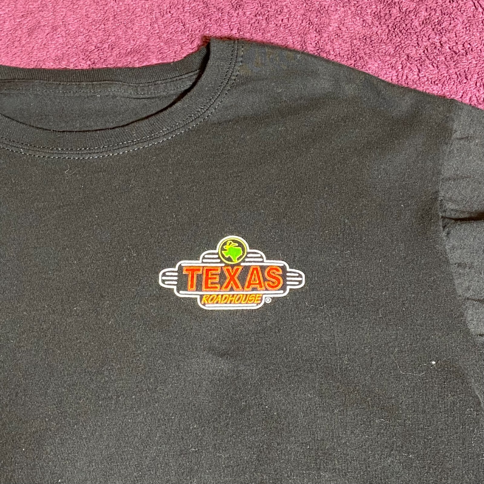 Texas Roadhouse Black T-Shirt Restaurant Logo No Tag (Size: S or M) Small Stain gallery