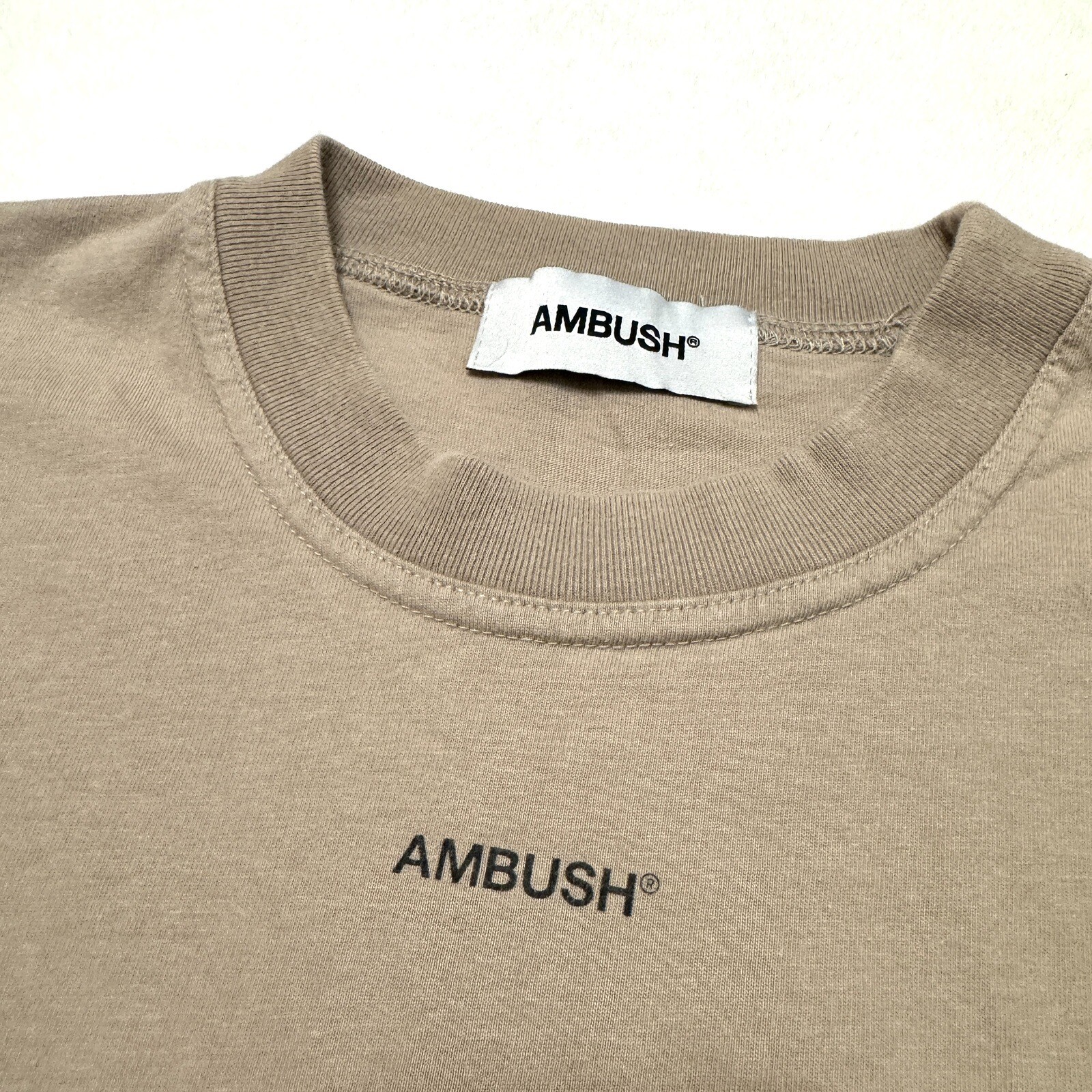 AMBUSH Japan Sz 1 / US S Small Logo Version T-Shirt Limited Edition Taupe/Pink