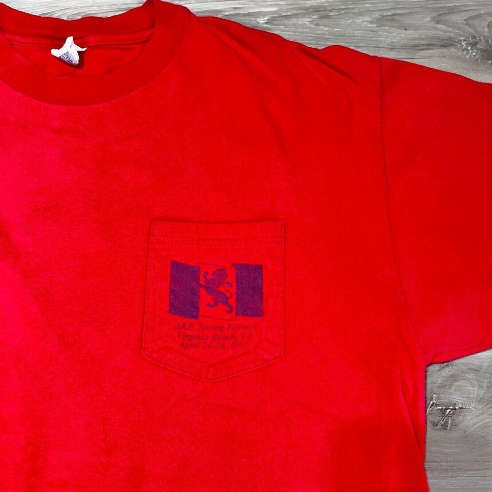 Vintage Greek Life Spring Formal Shirt Mens XL Red Short Sleeve Crew 90s gallery
