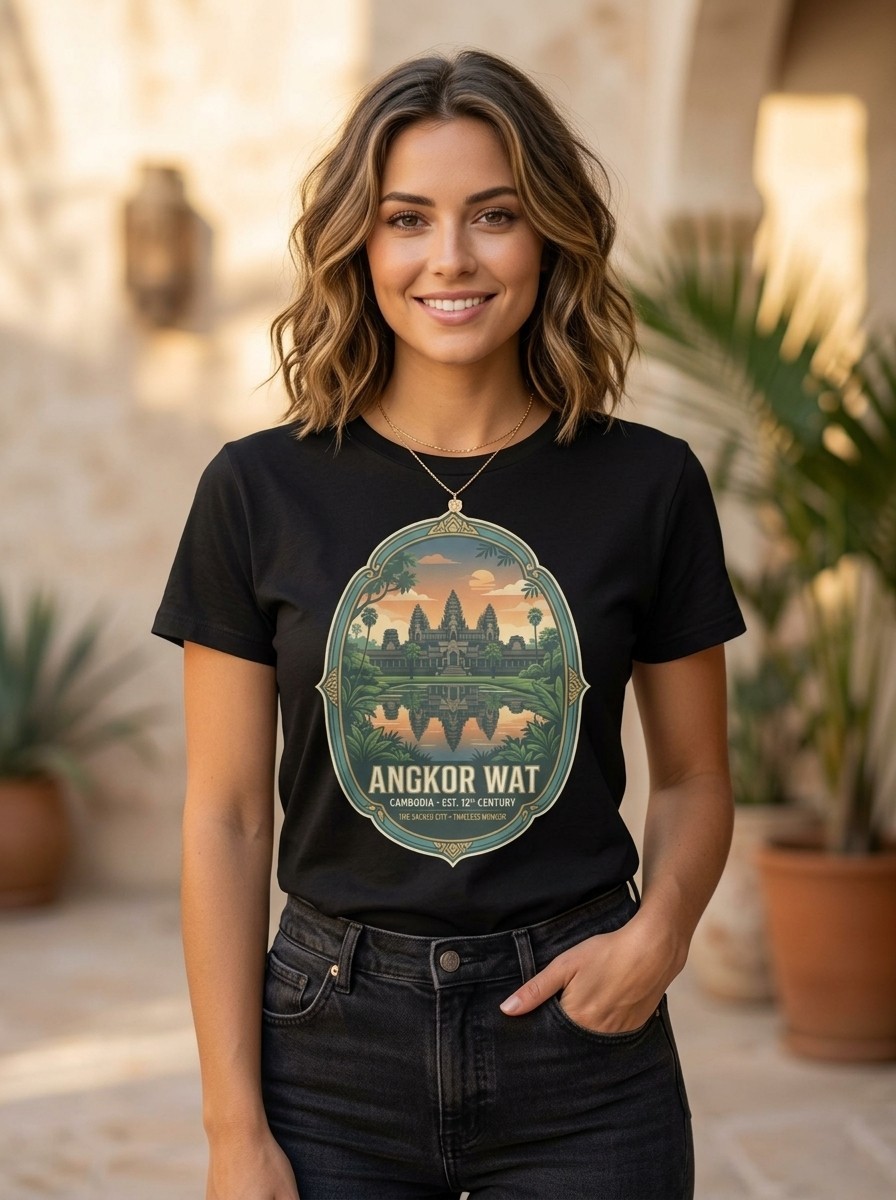 Angkor Wat Cambodia Temple Graphic T-Shirt Travel Unisex Tee gallery