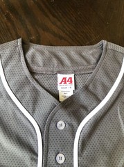 A4 N4184 Mens Short Sleeve Full Button Baseball Jersey Gray, Size Small, New!!!