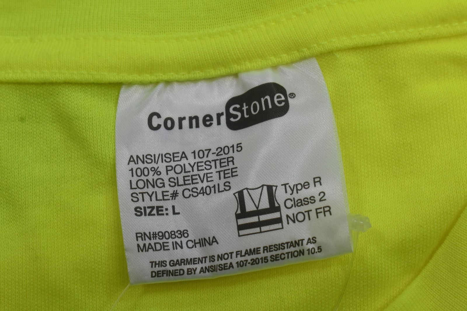 CornerStone Shirt Mens Large Yellow Hi Vis Reflective ANSI Class 2 Long Sleeve gallery