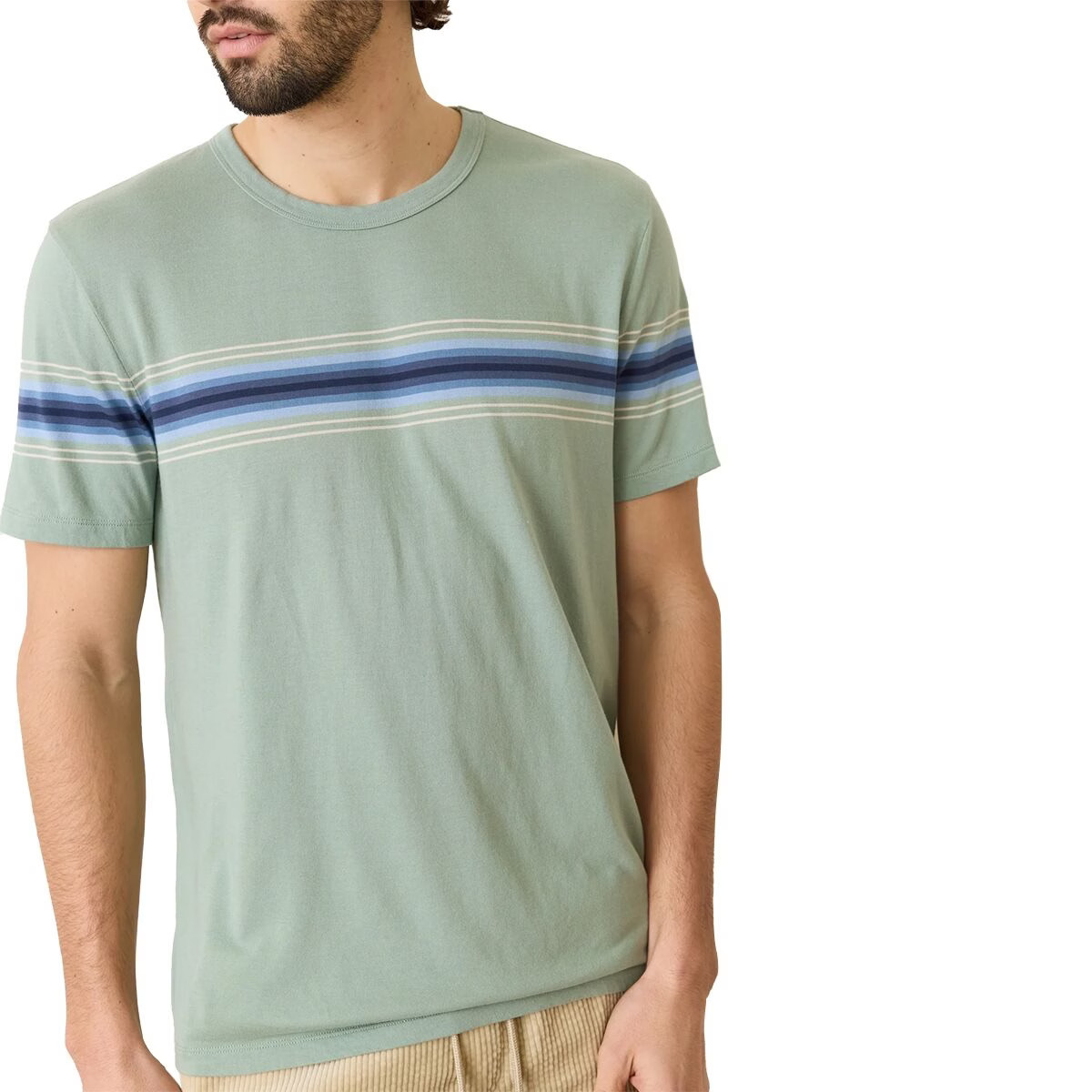 Marine Layer Signature Crew Stripe T-Shirt - Men's Iceberg Green, XXL gallery