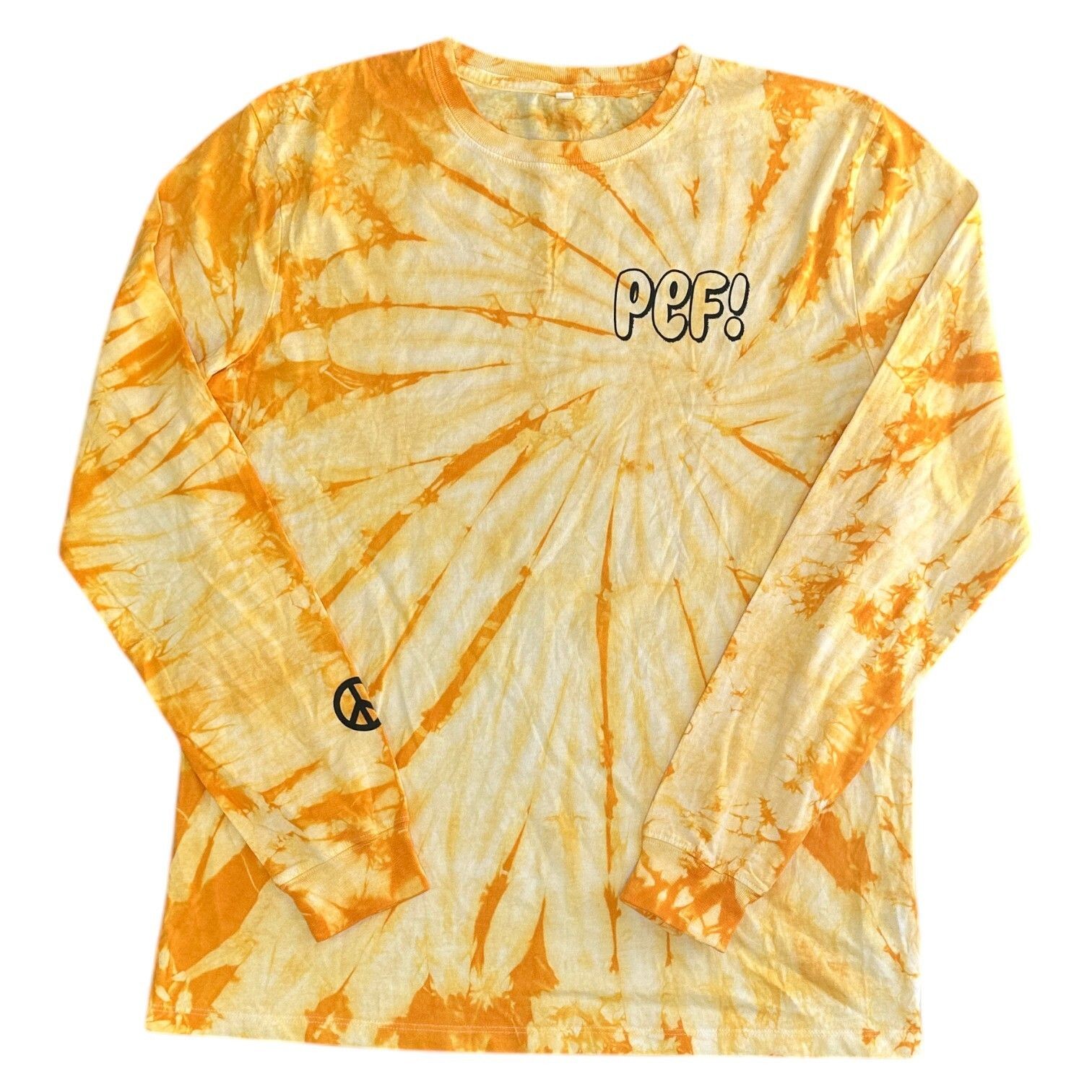 Pef Yellow Tie Dye T-Shirt Positive Energy Forever Graphic Y2K Retro Mens Medium