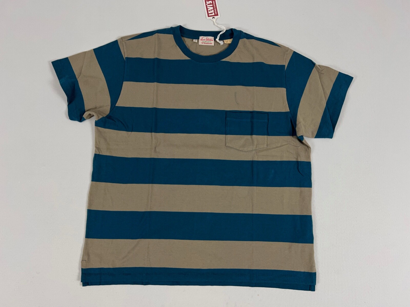 LEVIS VINTAGE CLOTHING LVC 1940’S SPLIT HEM T-SHIRT STRIPE BLUE/GRAY XL NWT gallery