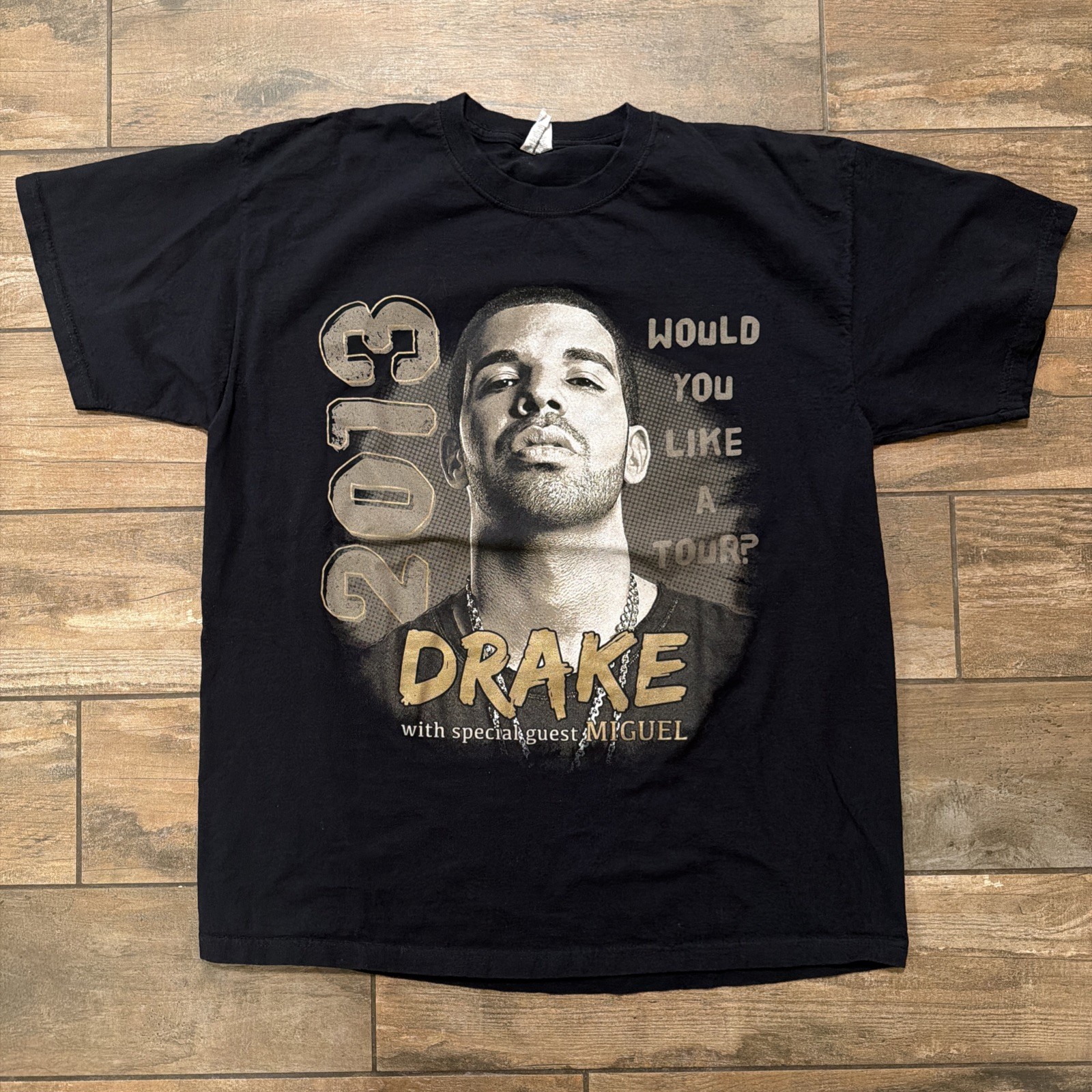Drake Shirt Would You Like a Tour 2013 Ft Miguel Graphic Concert Tee Size XL