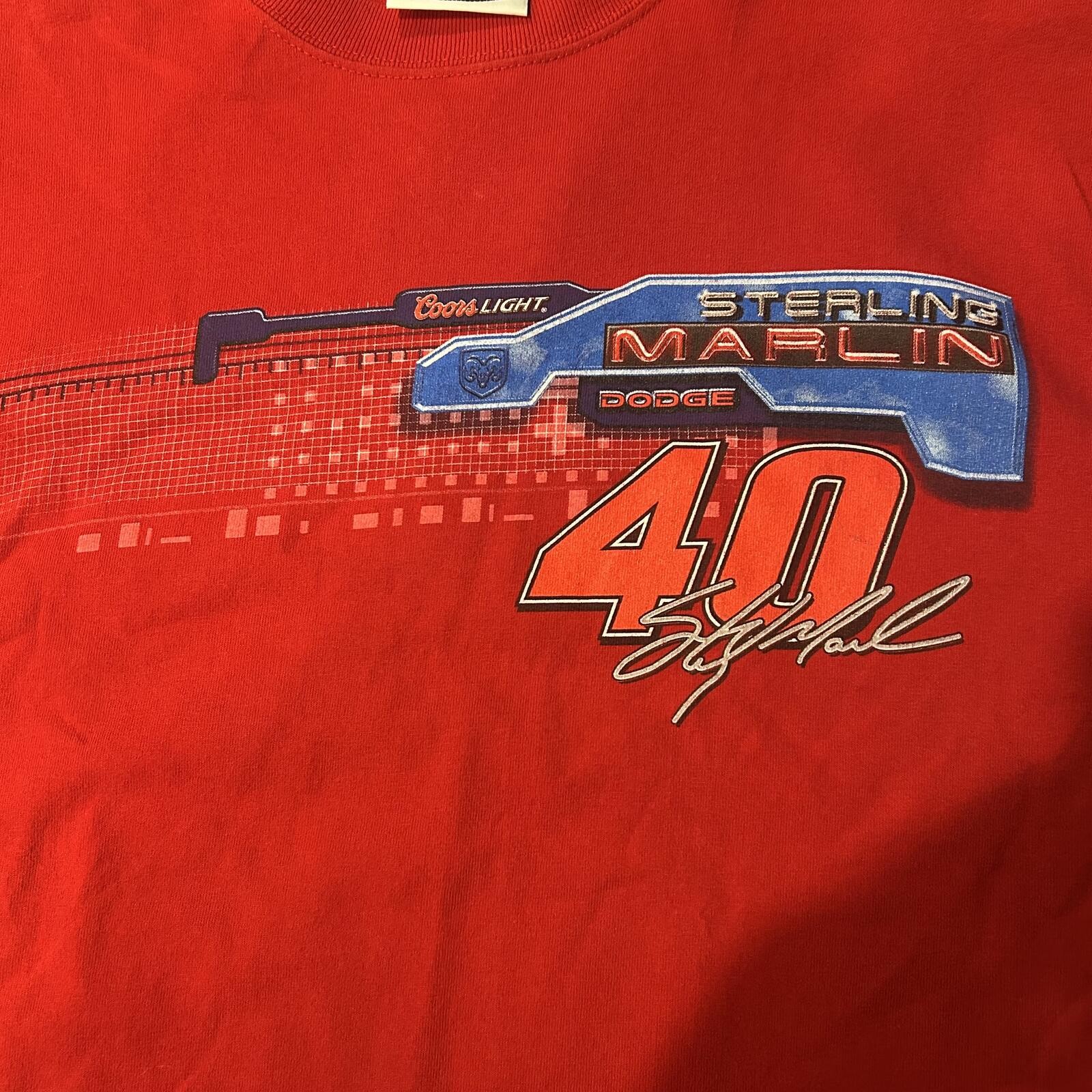2004 NASCAR Sterling Marlin Dodge Coors Light #40 Red Graphic T-Shirt Size M gallery