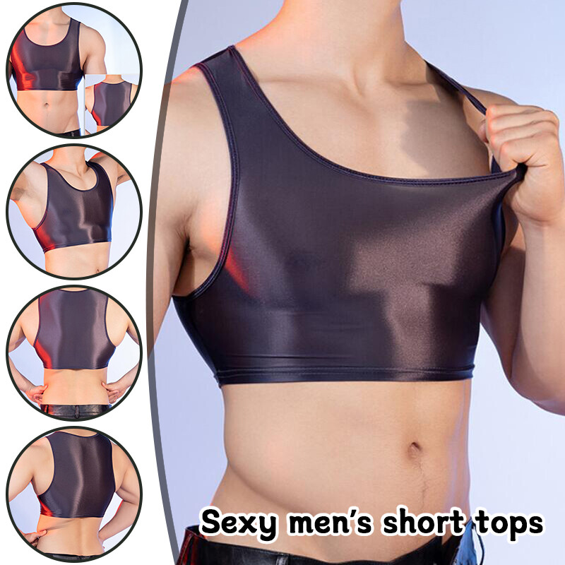 Lingerie Half Tank Top Glossy Vest Workout Sports Bras Sleeveless Undershirt gallery