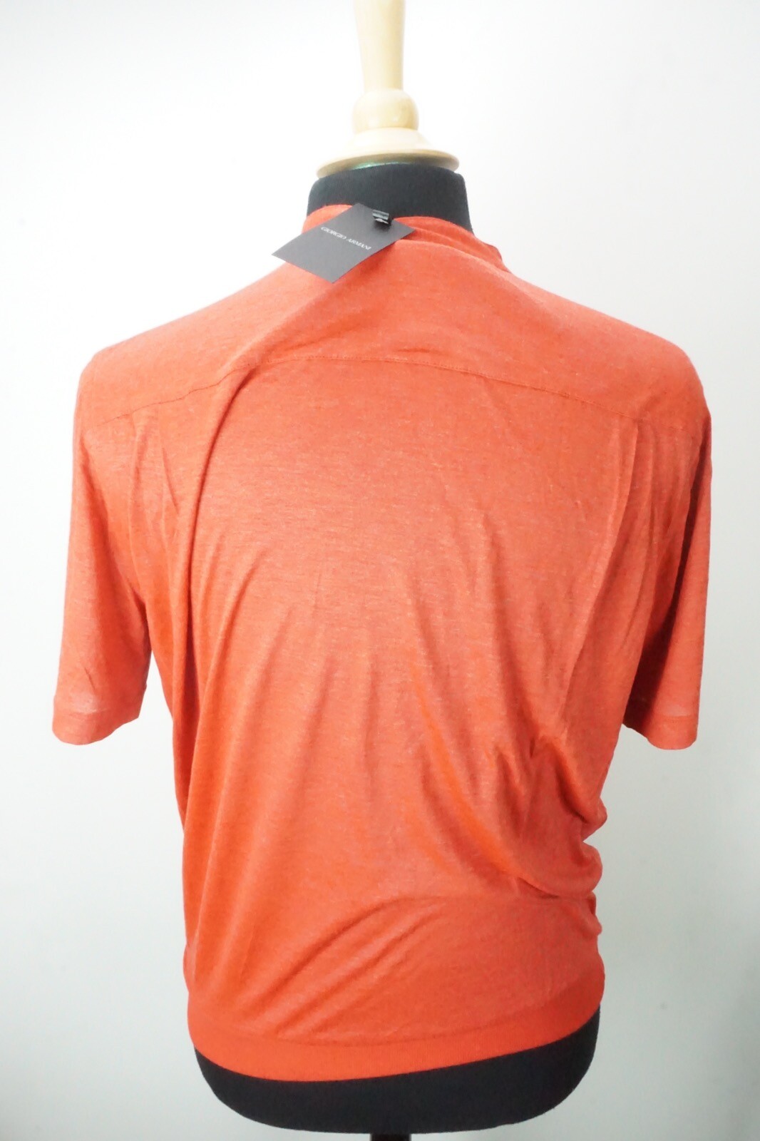 Giorgio Armani Black Label Henley Orange Red 70% Cashmere Silk T Shirt 48 NEW gallery