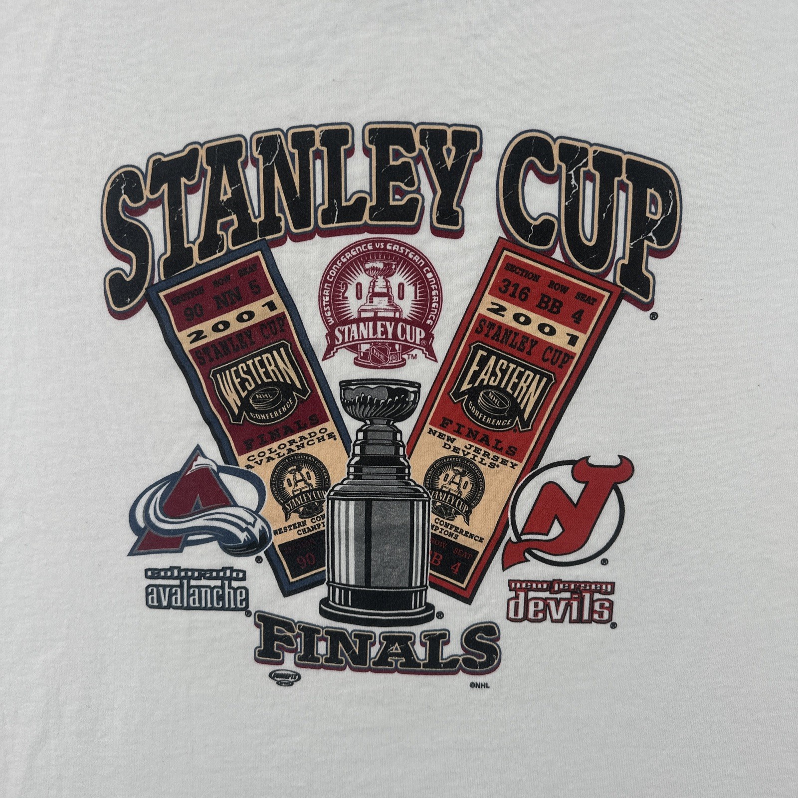 Vintage Fruit Of The Loom XL White Shirt 2001 NHL Hockey Stanley Cup Finals Tee gallery