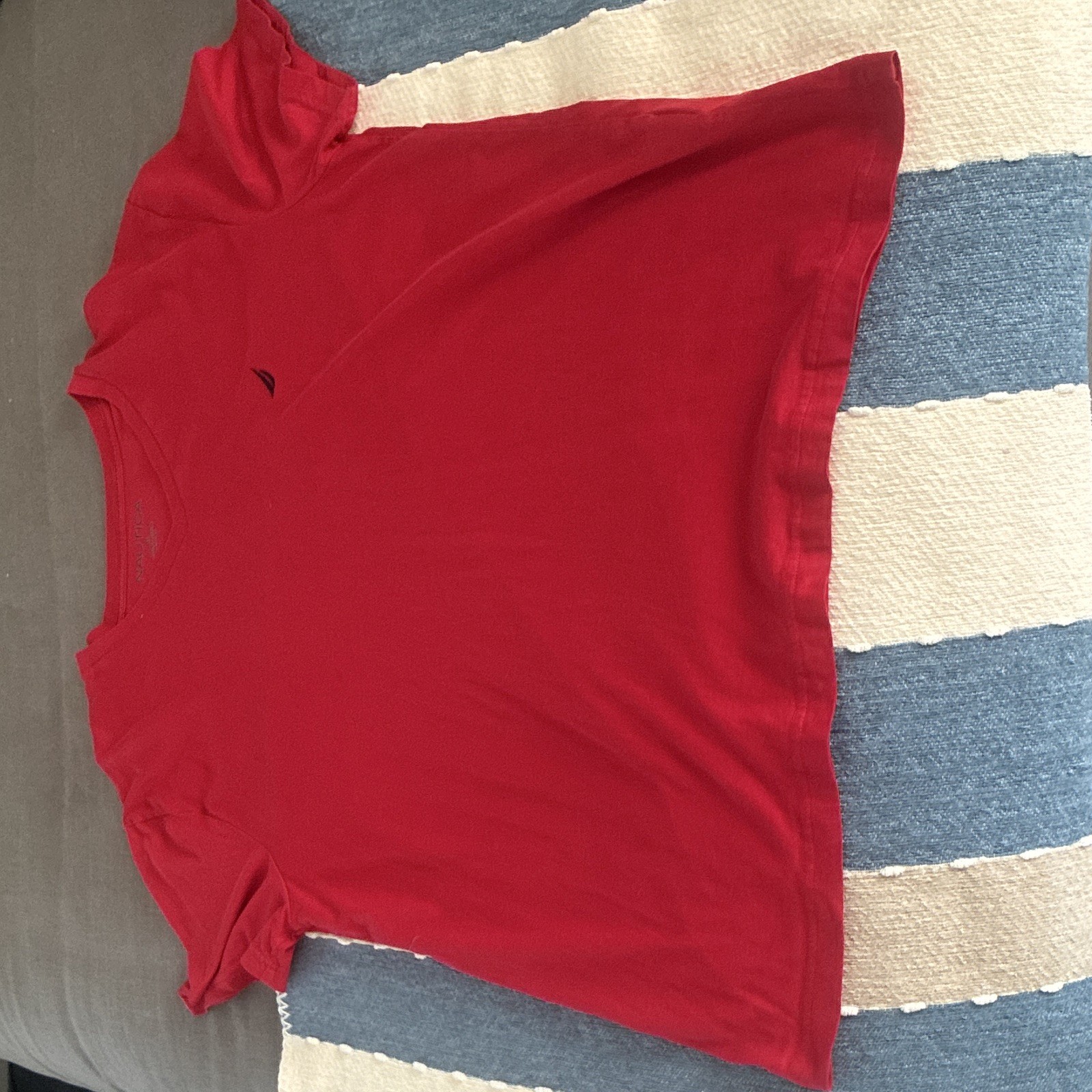 Nautica Men’s Red Crew Neck Short Sleeve Cotton Knit Solid Logo T-Shirt XL
