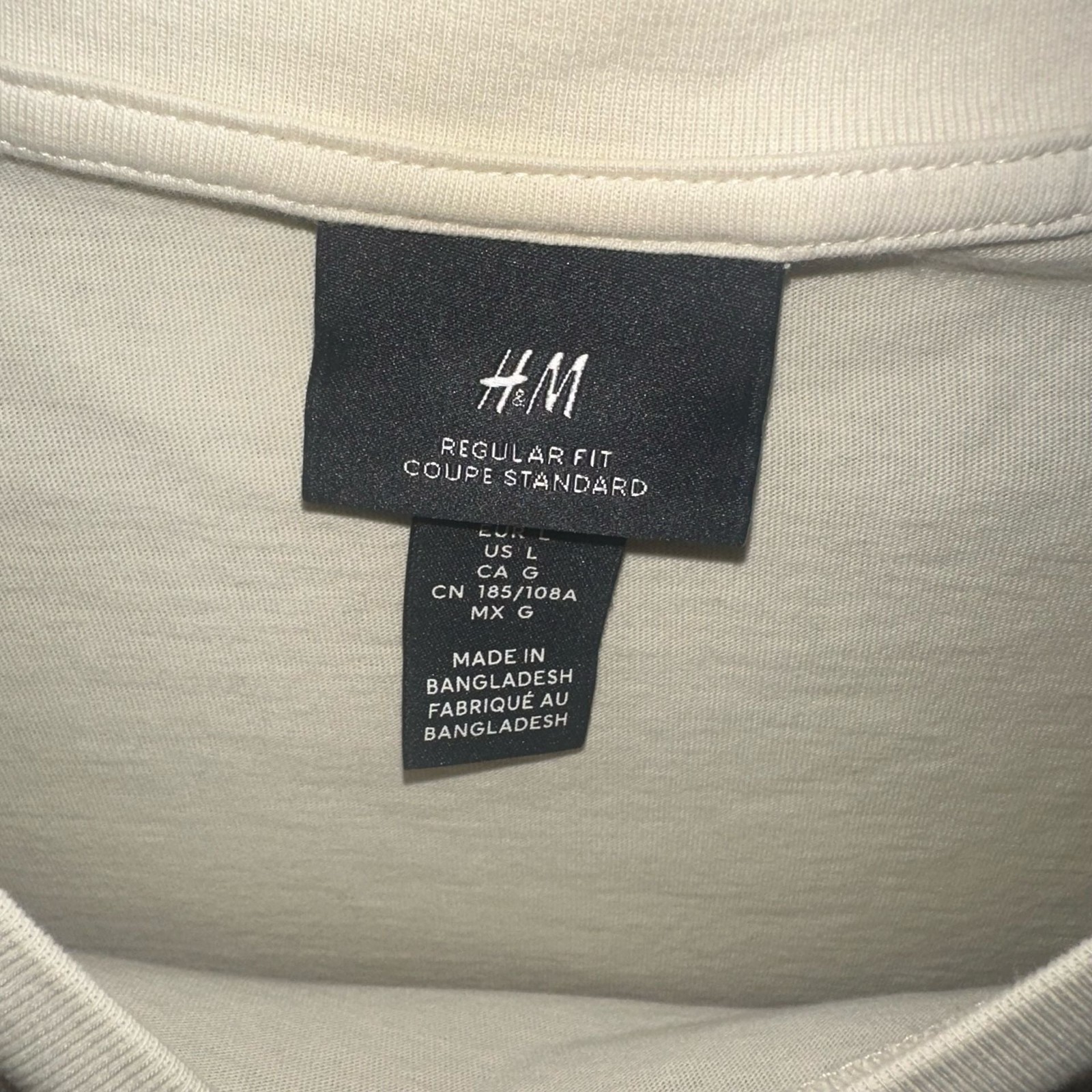 H&M Regular Fit Cream Crew Neck T-Shirt gallery