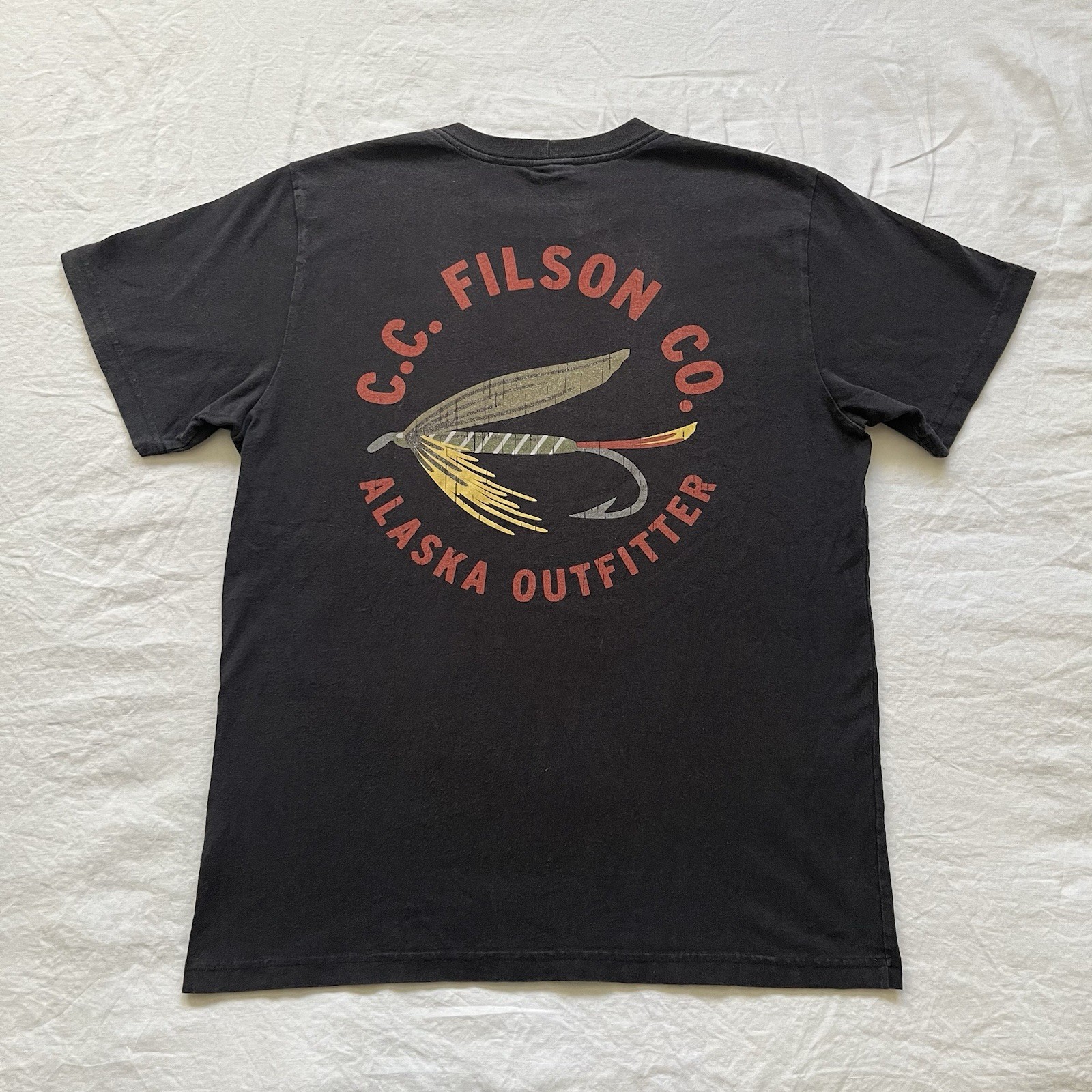 CC Filson Fly Fishing Tshirt Size Large Faded Black Made In USA
