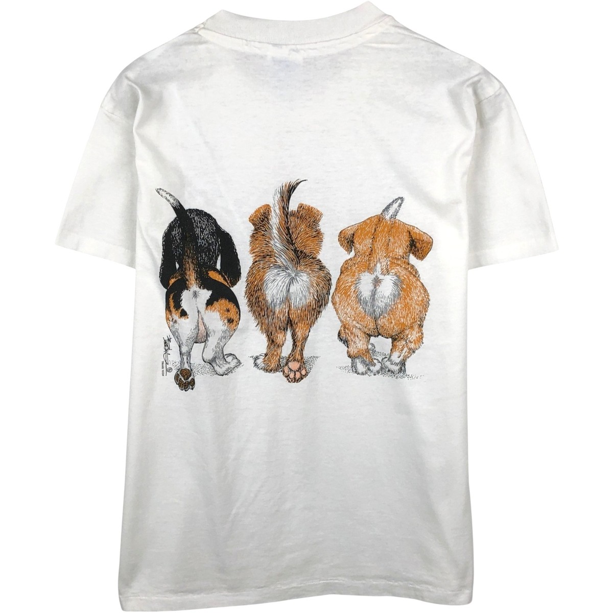 Used 90'S Hanes HEAVYWEIGHT 50/50 Dog Print Animal T-Shirt Men's Size M (app... gallery
