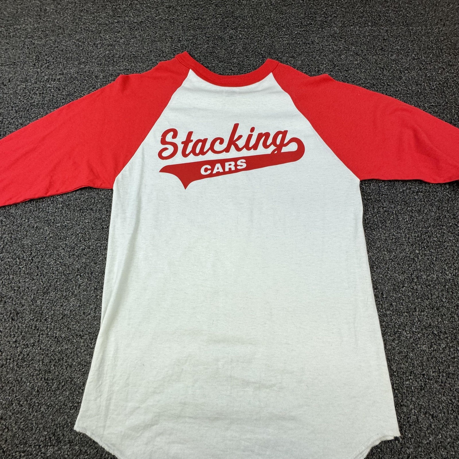 Vtg Augusta Sportswear Shirt Mens S White Stacking Cars Graphic Ringer Jersey gallery