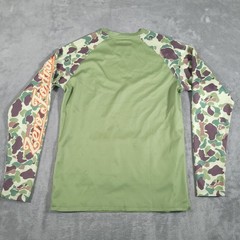 Zero Foxtrot Shirt Men Medium Green Camo Raglan Long Sleeve Performance Skull