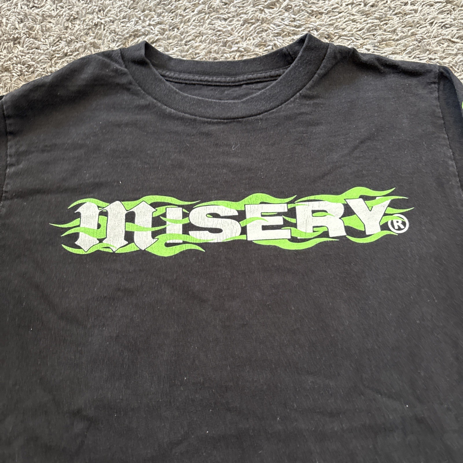 Misery World Wide Tee T Flames Shirt Men's Size Small S Long Sleeve Black Skulls gallery