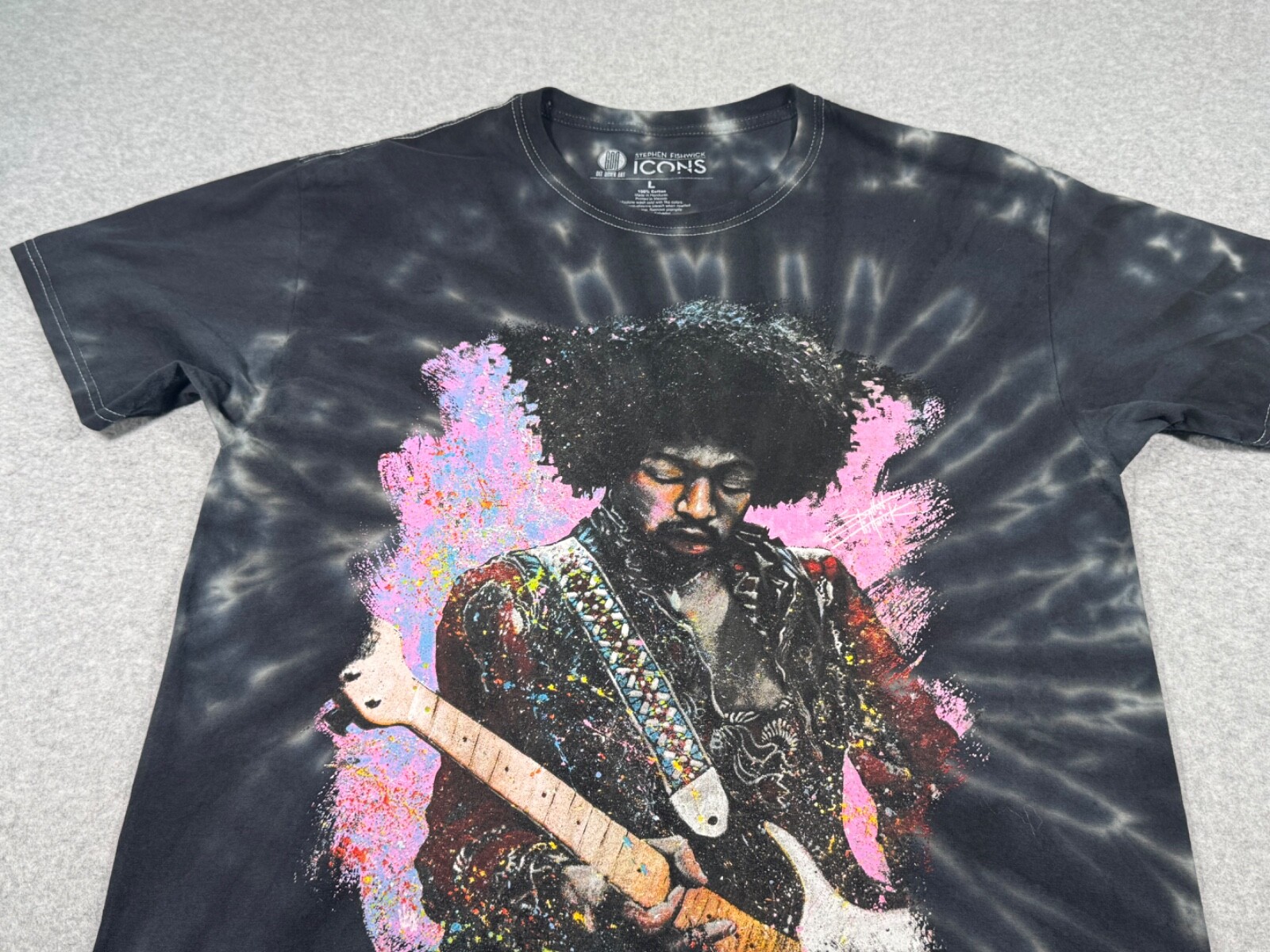 Jimi Hendrix Shirt Adult Large Black Guitarist Singer Songwriter Music Band Mens gallery