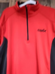 Swix Men’s Base Layer Top L Red 1/4 Zip Nordic Ski Thermal