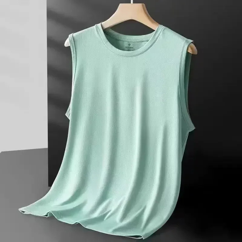 Men's Ice Silk Mesh Vest Lightweight Sports Summer Wear Sleeveless T-shirt Tank gallery