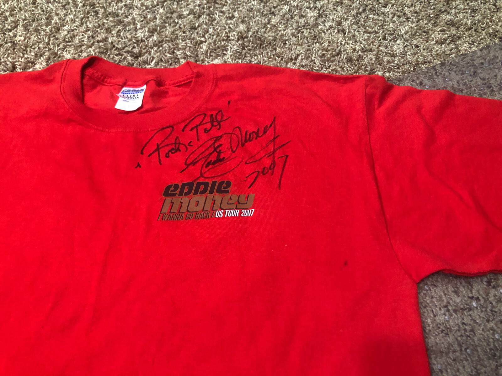 Men's Autographed SIGNED EDDIE MONEY "I Wanna Go Back” 2007 Tour Rock T-Shirt gallery