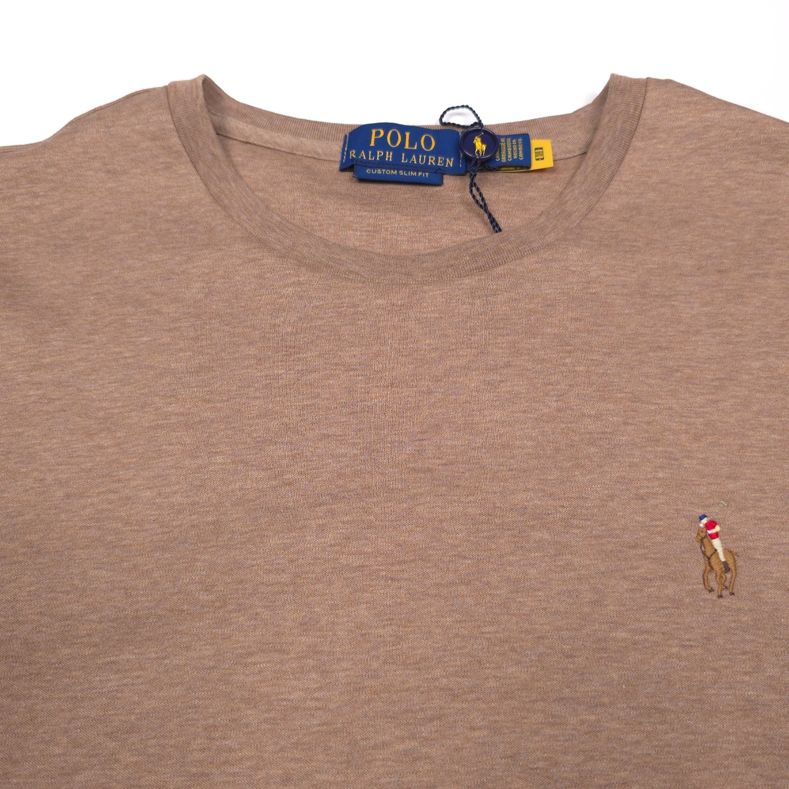 Polo Ralph Lauren Soft Cotton T-Shirt Men Medium Custom Slim Beige Cloud Heather gallery