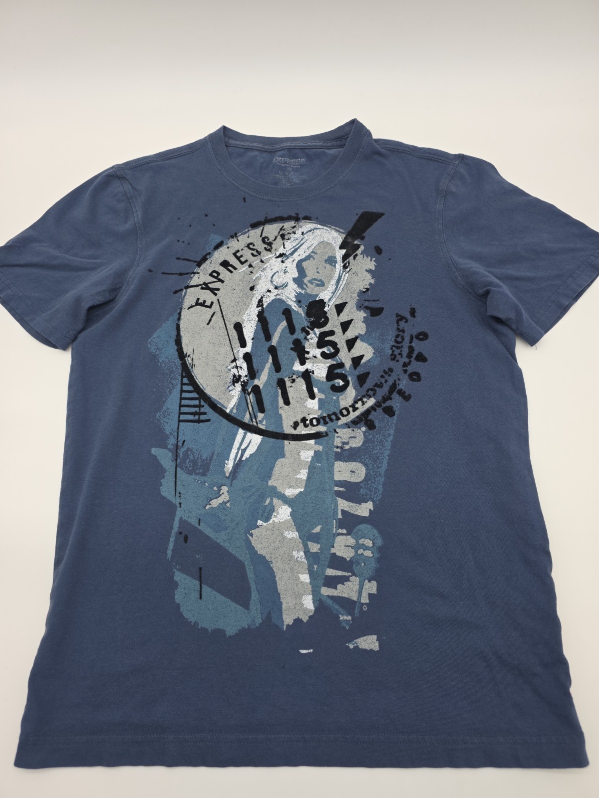 Express T-Shirt Men XS Graphic Blue Tee.#46813