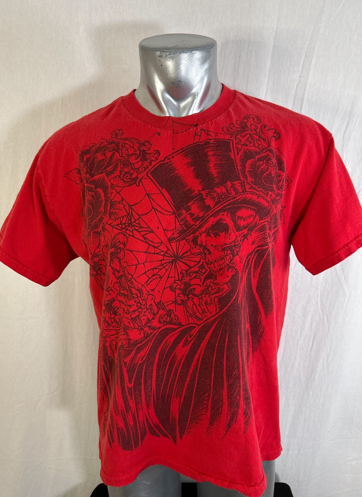 VTG Gothic Y2K Tattoo Joker Skeleton Band Tee M/L Emo Jesse Pinkman Style RARE gallery