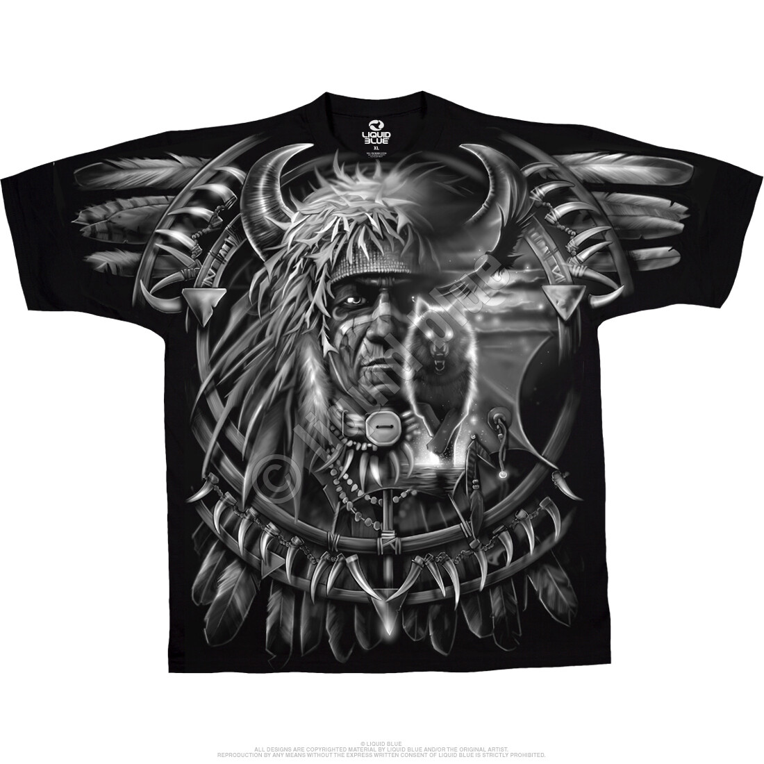 WOLF DREAMCATCHER-2 SIDED Big Print-T-SHIRT S-M-L-XL-XXL,3X-4X,5X,6X Mystical gallery