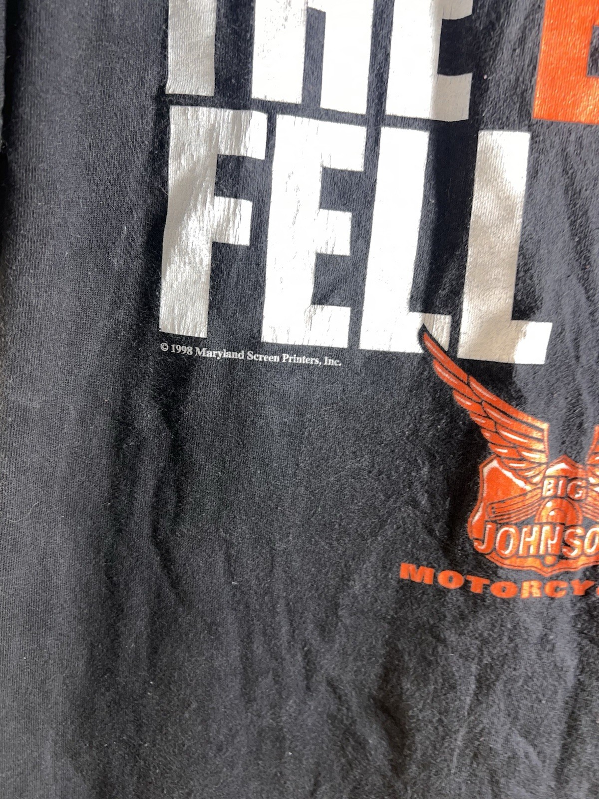 Vtg 1998 Big Johnson Motorcycles The Bi*ch Fell Off T-Shirt Size XXL 2XL MEN gallery