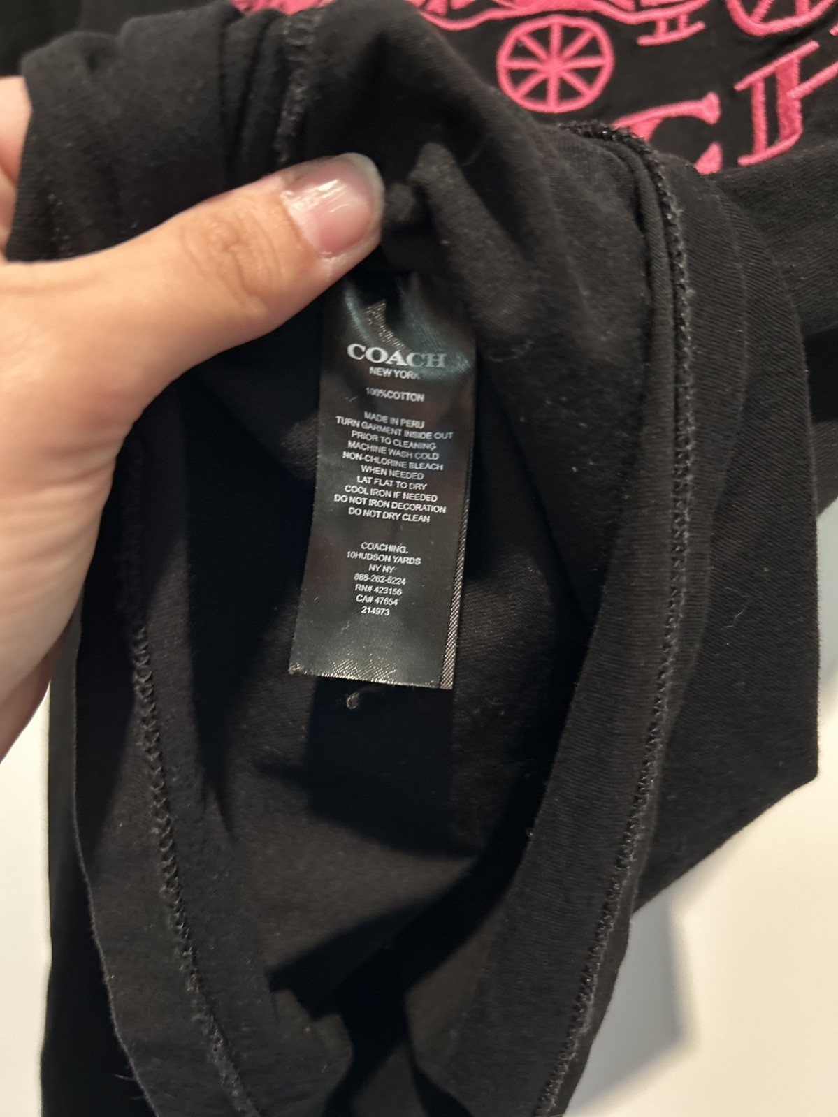 Coach Horse & Carriage Cotton T-Shirt Women L Leatherware Embroidered Logo Black gallery